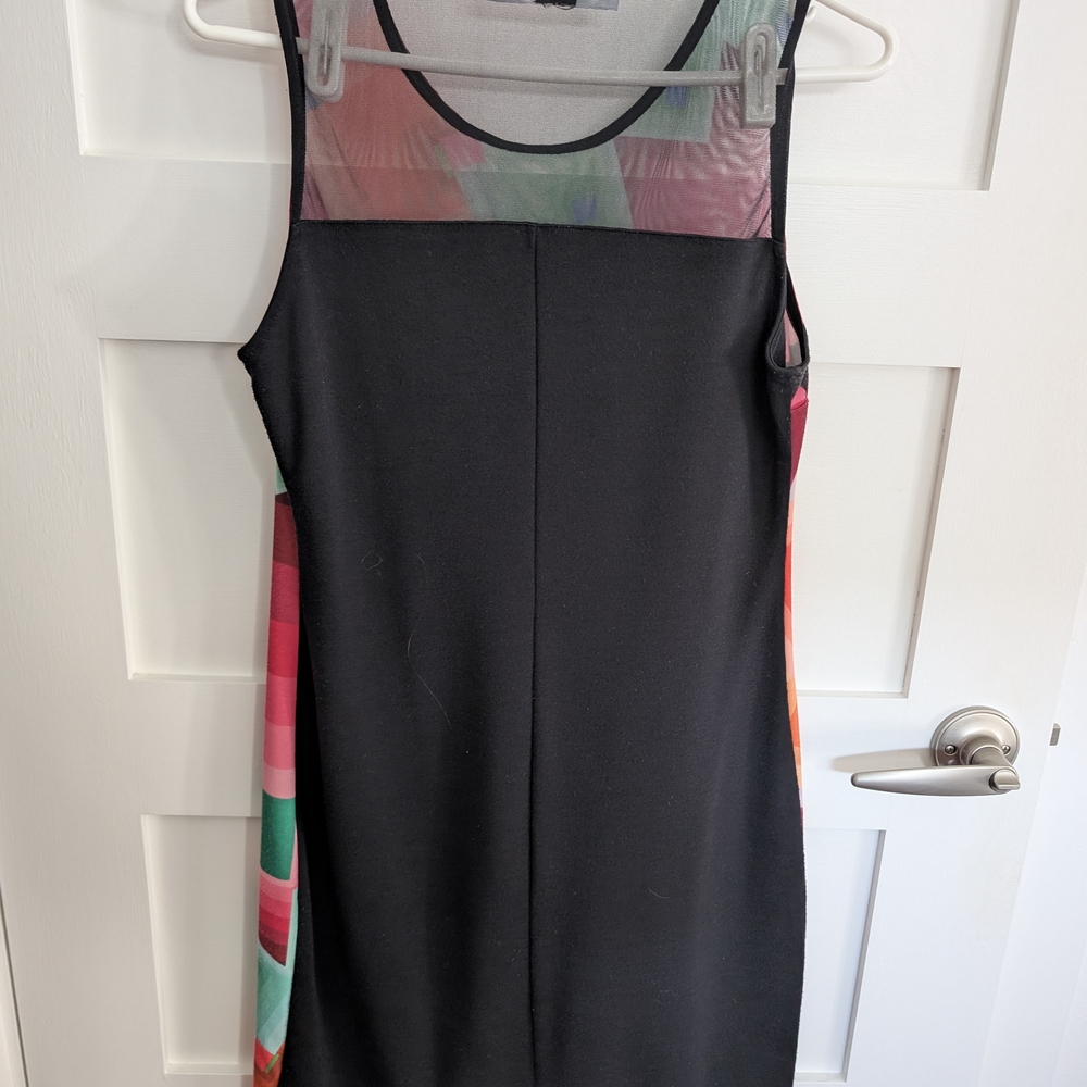 Desigual Colorblock Label Top with Teal, Gold and Pink Accents - Picture 3 of 7